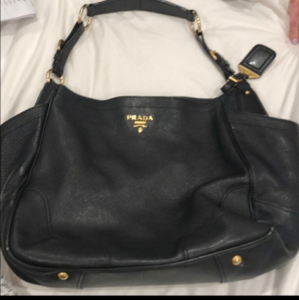 Prada black soft leather tote perfect condition!